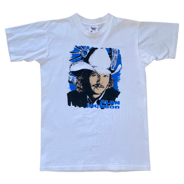 Alan Jackson Deadstock White + Blue Portrait Tee Size M