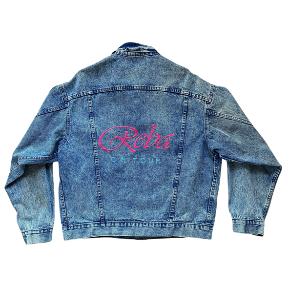 Reba McEntire Rare Embroidered Acid Wash Denim Jacket Size L