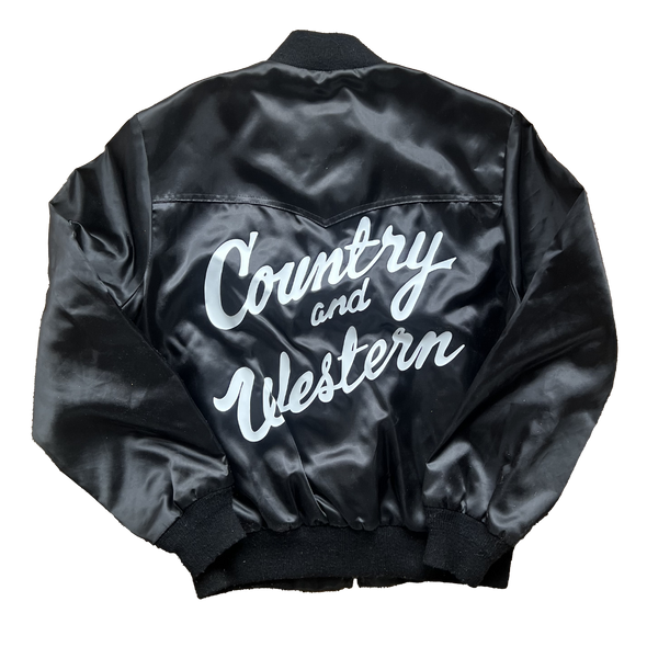 Country & Western 80s Deadstock Black Zip Jacket Size M